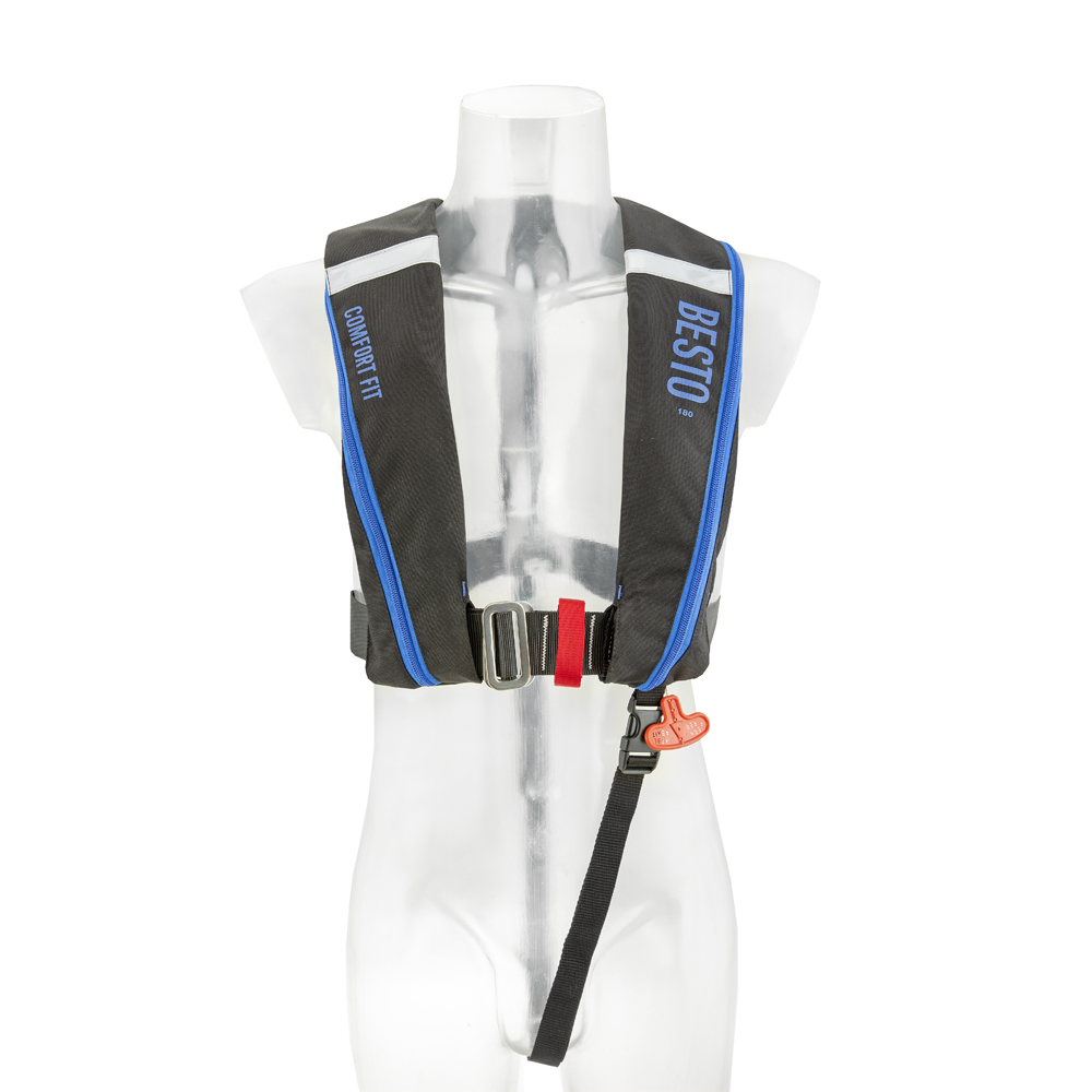 Comfort Fit gilet de sauvetage automatique 180N noir/bleu avec harnais
