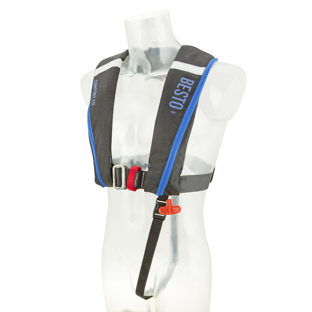 Besto Comfort Fit gilet de sauvetage automatique 180N noir/bleu avec harnais 2