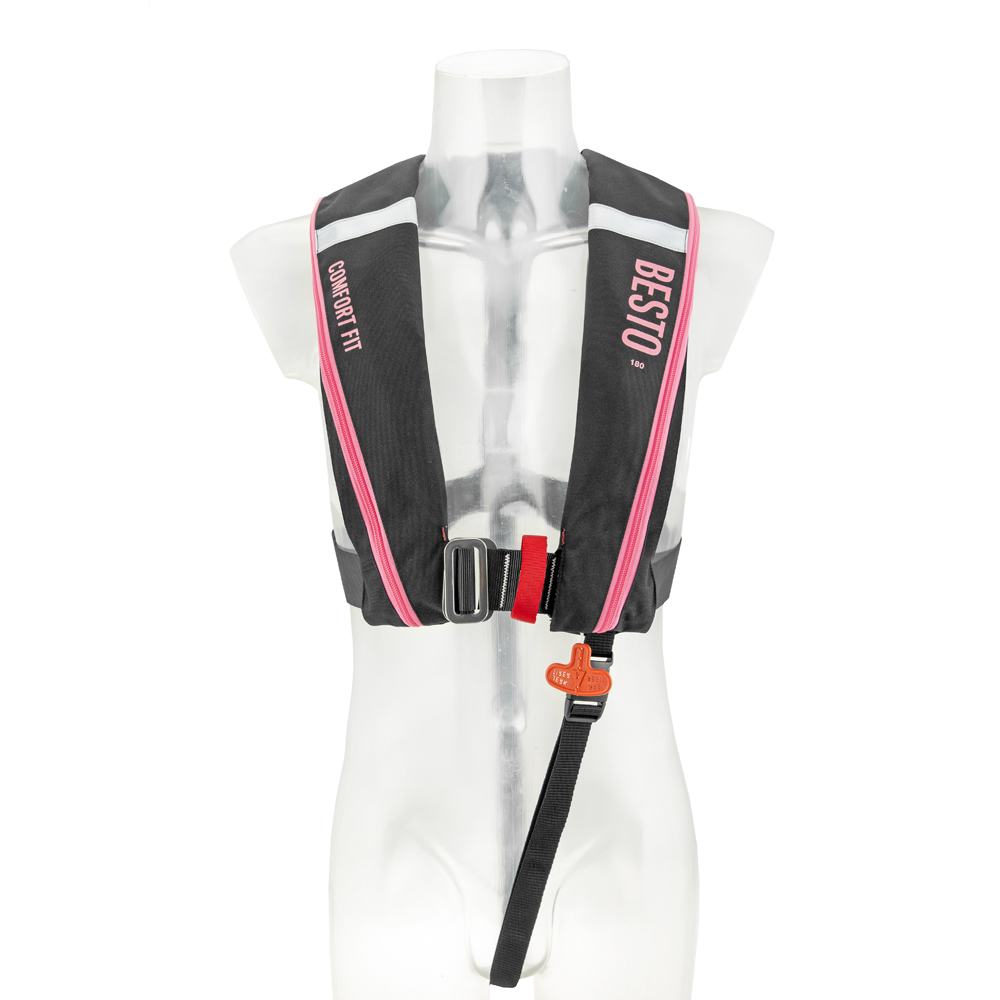 Besto Comfort Fit gilet de sauvetage automatique 180N noir/rose avec harnais foto 1