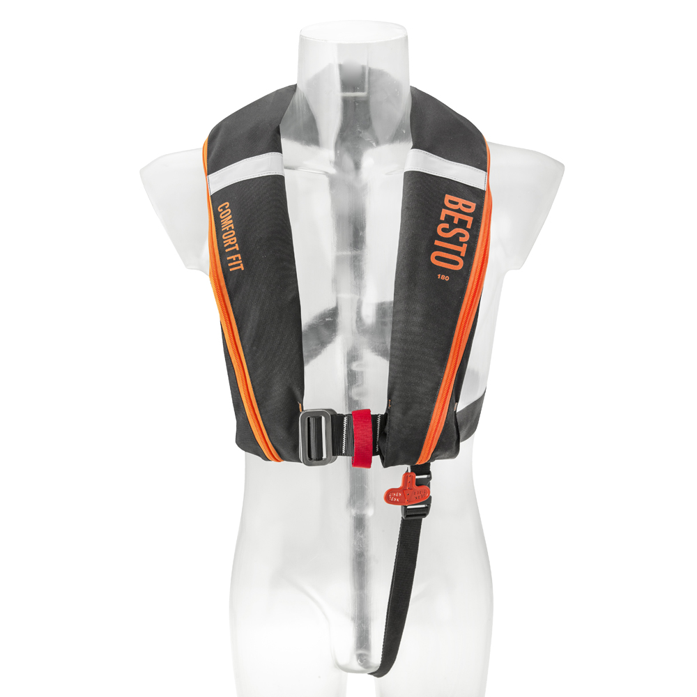 Besto Comfort Fit gilet de sauvetage automatique 180N noir/orange avec harnais foto 1